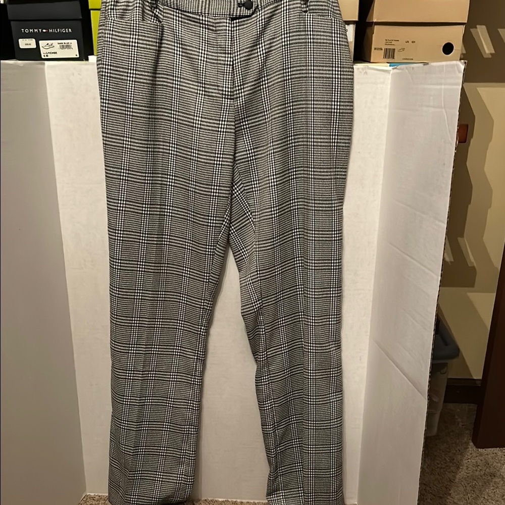 Gray Dress Pants with Plaid Pattern
